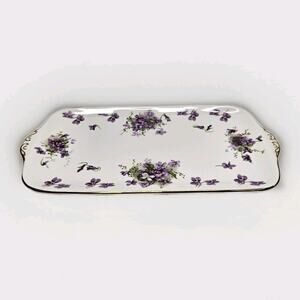 Vintage Hammersley Victorian Violets Fluted Gold Trim China Serving Platter H29